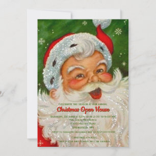 Convite de Natal Vintage Retro Papai Noel