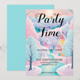 Convite de Natal Whimsical Winter Wonderland