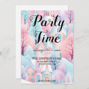 Convite de Natal Whimsical Winter Wonderland