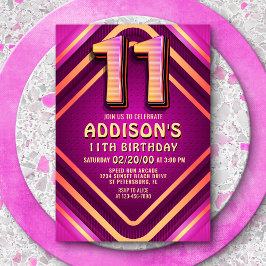 Convite de Neon de 11 Birthday