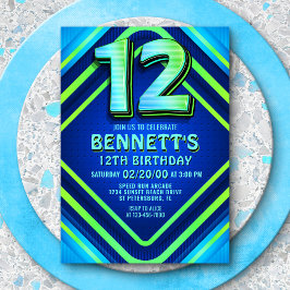 Convite de Neon de 12 Birthday