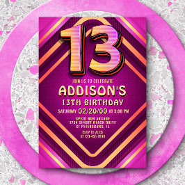 Convite de Neon de 13 Birthday