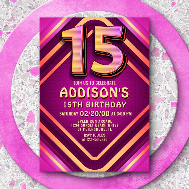 Convite de Neon de 15 Birthday (Criador carregado)