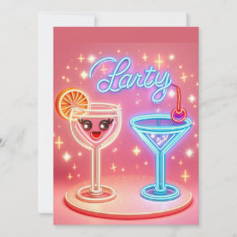 Convite de Neon-On de Hora do Partido Personalizad