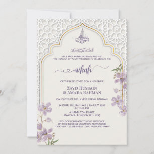 Convite de Nikah com Arco Islâmico Elegante   Aqua