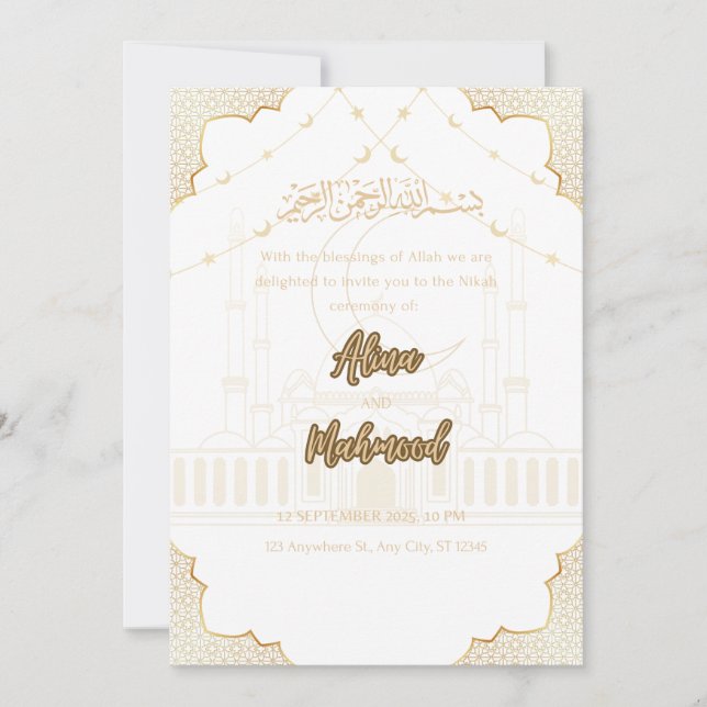 Convite de Nikah Islâmico (Frente)