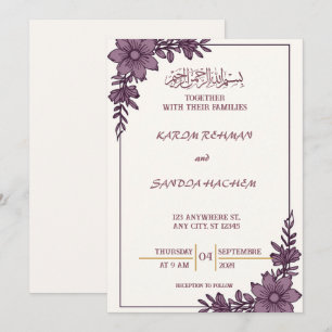 Convite de Nikah Islâmico Casamento Muçulmano Azul