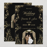Convite de Nikkah Digital Islâmico Branco e Dourad