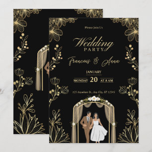 Convite de Nikkah Digital Islâmico Branco e Dourad