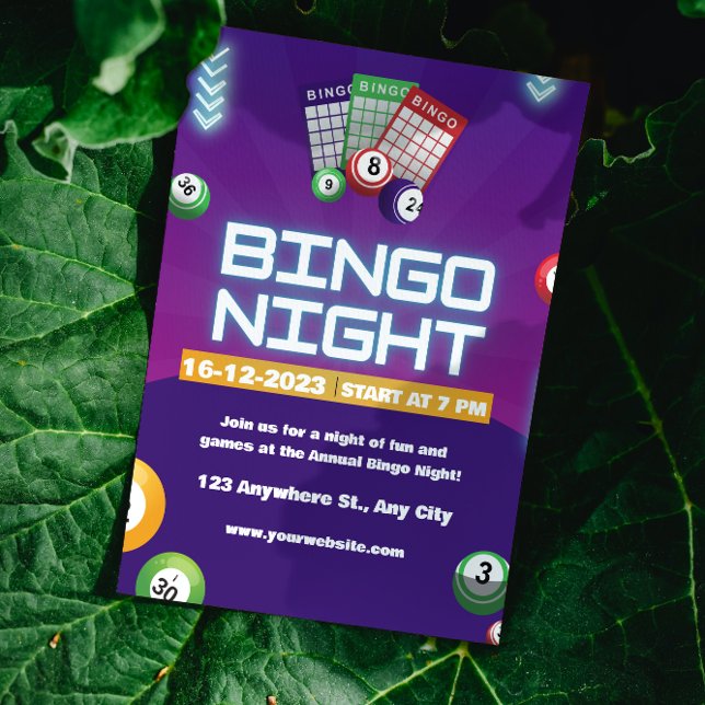 Convite de Noite de Bingo Colorido e Divertido par (Criador carregado)