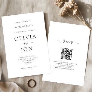 Convite de Noite de Casamento Minimalista em Preto