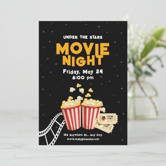 Convite de Noite de Cinema, Festa de Aniversário d (Em pé/Frente)
