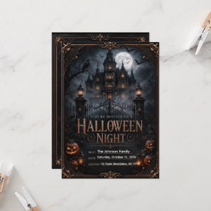 Convite de Noite de Halloween Gótico Editável As