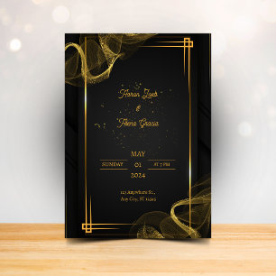Convite de Noite de Noiva Preto Elegante Romance à