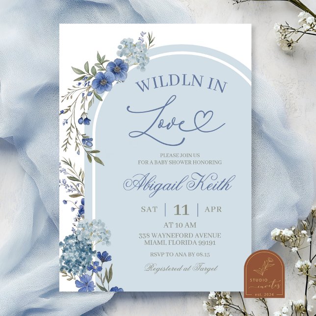 Convite de Noiva Blue Wildflower Hydrangea Perdida (Criador carregado)