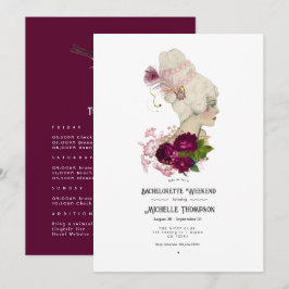 Convite de Noiva Blush Burgundy Gold Shabby Floral