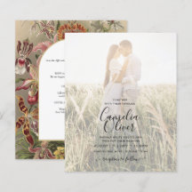 Convite de Noiva Botânico Vintage em Borgonha