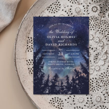 Convite de Noiva Celestial Floresta Noturna Estrel