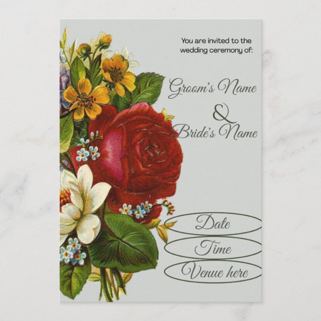 Convite de Noiva Clássico Grand Floral para Lembra (Frente)