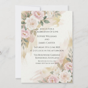 Convite de Noiva com Canto Floral Rosa