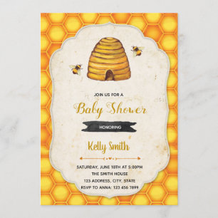 Convite de noiva de chá de abelha