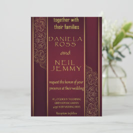 Convite de Noiva de Folha de Ouro Elegante