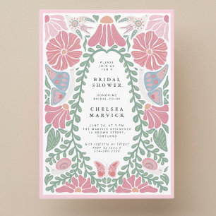 Convite de Noiva de Jardim Verde Rosa