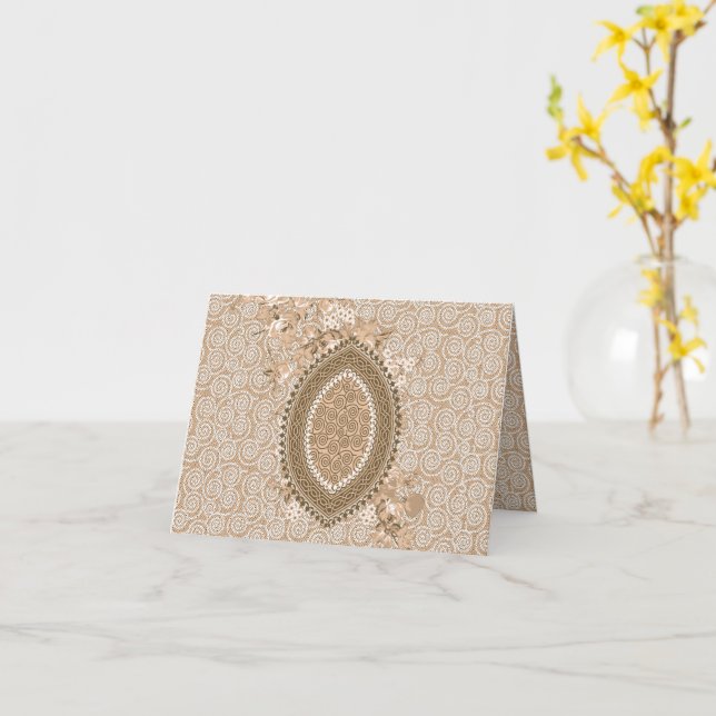 Convite de Noiva Elegante com Medalhão Floral Bege (Flor Amarela)