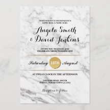 Convite de Noiva Elegante em Ouro Mármore Art Déco