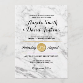 Convite de Noiva Elegante em Ouro Mármore Art Déco