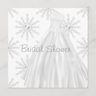 Convite de Noiva Floco de Neve Branco para Chá de 