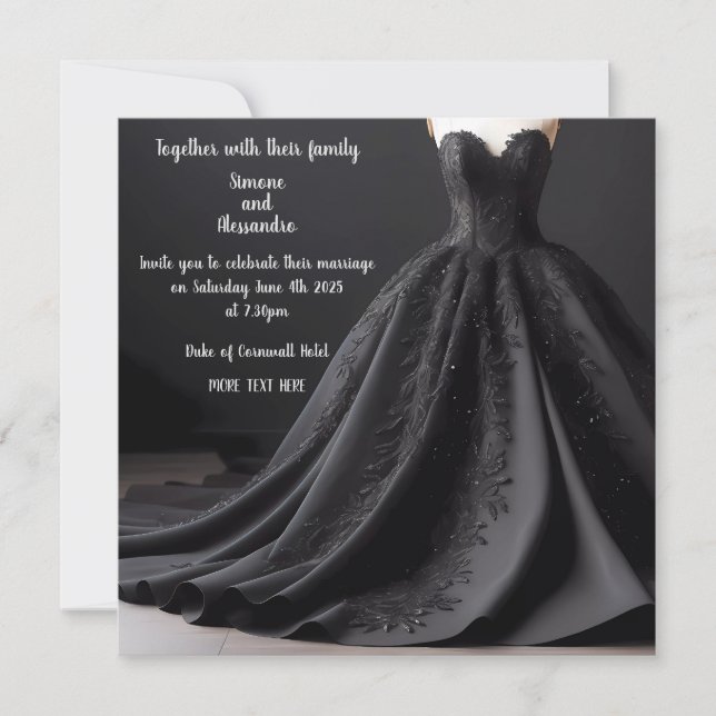 Convite de Noiva Preto para Casamento (Frente)