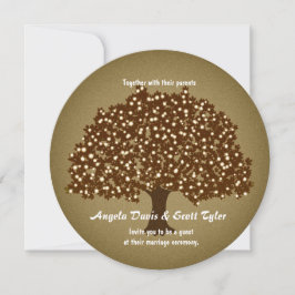Convite de Noiva Redondo Vintage com Árvore Ilumin