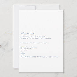 Convite de Noivado Azul e Branco Dusty Script