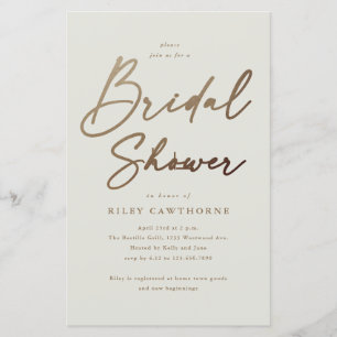 Convite de Noivado Boho Dourado com Letra Script E