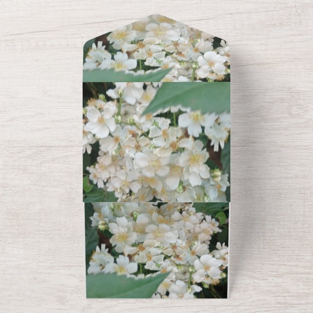 Convite de Noivado Buquê de Flores Brancas Foto (Externo)