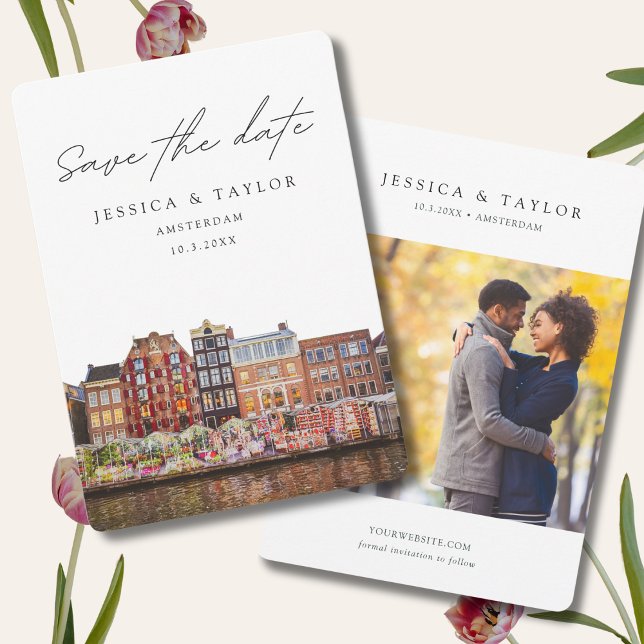 Convite de Noivado Casamento Flor Mercado Amsterda (Amsterdam Save the Date )