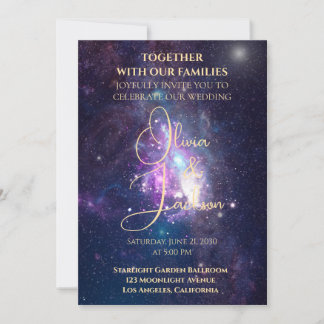 Convite de Noivado Celestial Noite Estrelada