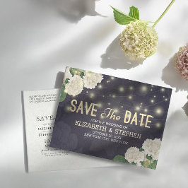 Convite de Noivado Chic Hydrangea Luzes de Corda