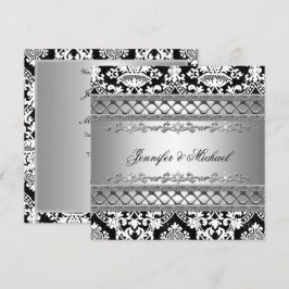 Convite de Noivado Clássico Damask