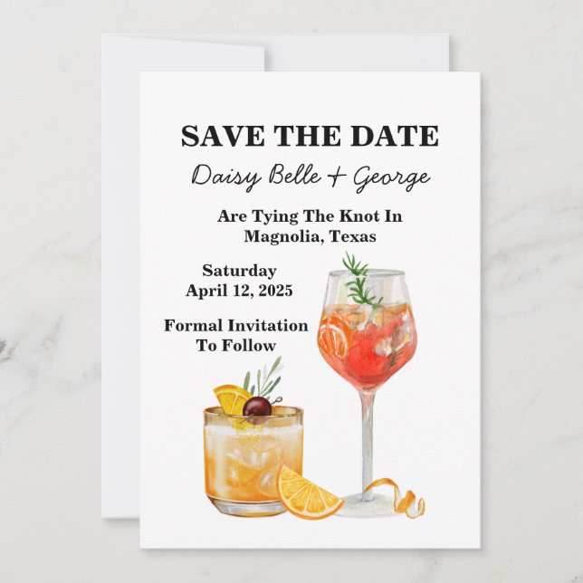 Convite de Noivado Cocktail Save The Date (Frente)