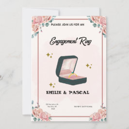 Convite de Noivado com Aquarela Floral Rosa