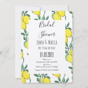 Convite de Noivado com Aquarela Verde Limão Kraft
