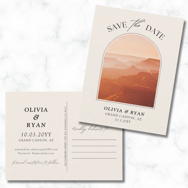 Convite de Noivado com Cartão Postal do Grand Cany (Grand Canyon Save the Date Postcard Wedding)