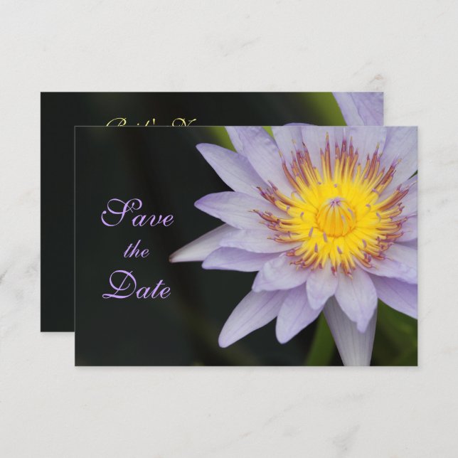 Convite de Noivado com Flor de Lótus Roxa (Frente/Verso)