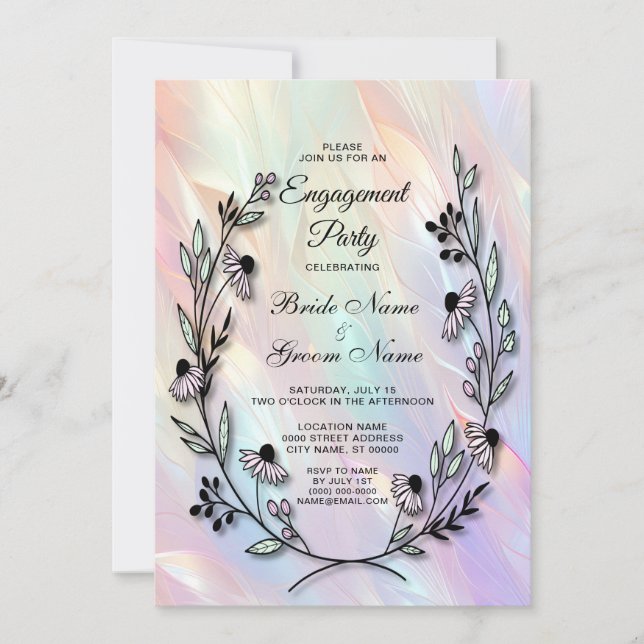 Convite de Noivado com Flor Mínima (Frente)