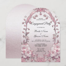 Convite de Noivado com Floral Rosa Única