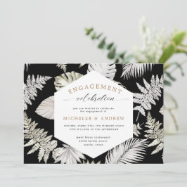 Convite de Noivado com Folhagem Tropical Luxuosa
