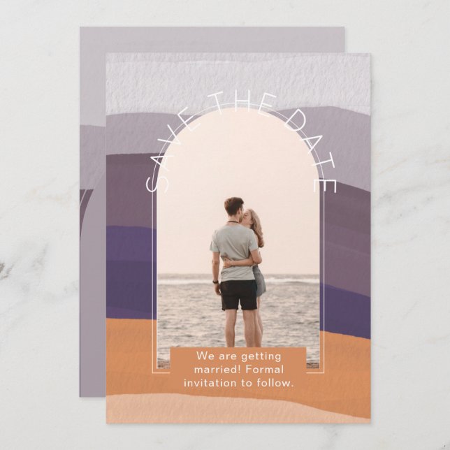 Convite de Noivado com Foto Moderna Save The Dates (Frente/Verso)