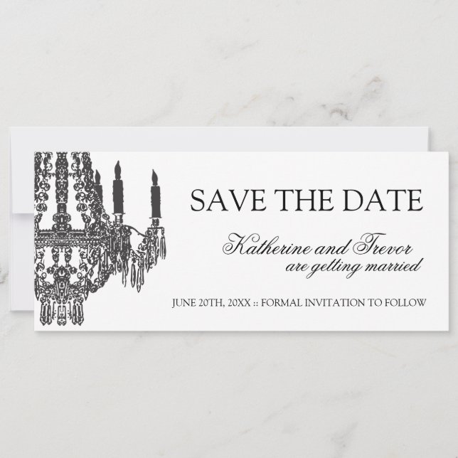 Convite de Noivado com Lustre Save the Date (Frente)